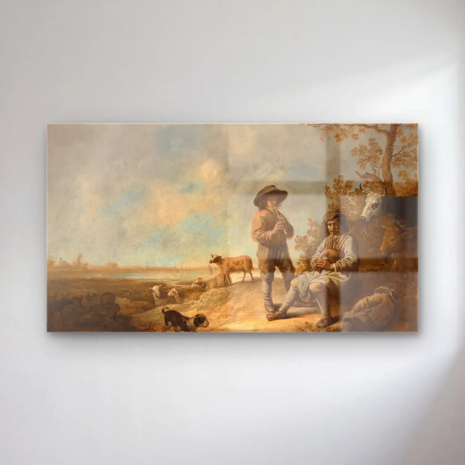 Aelbert Cuyp – Piping Shepherds (ca. 1643–44) cam tablo — Aelbert Cuyp – Piping Shepherds (ca. 1643–44) — yağlı boya koyun