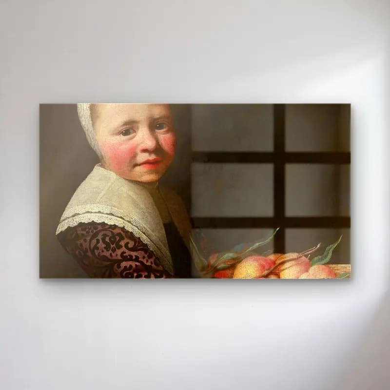 Aelbert Cuyp – Portrait of a Girl with Peaches cam tablo — Aelbert Cuyp – Portrait of a Girl with Peaches — yağlı boya armut ve elmalar