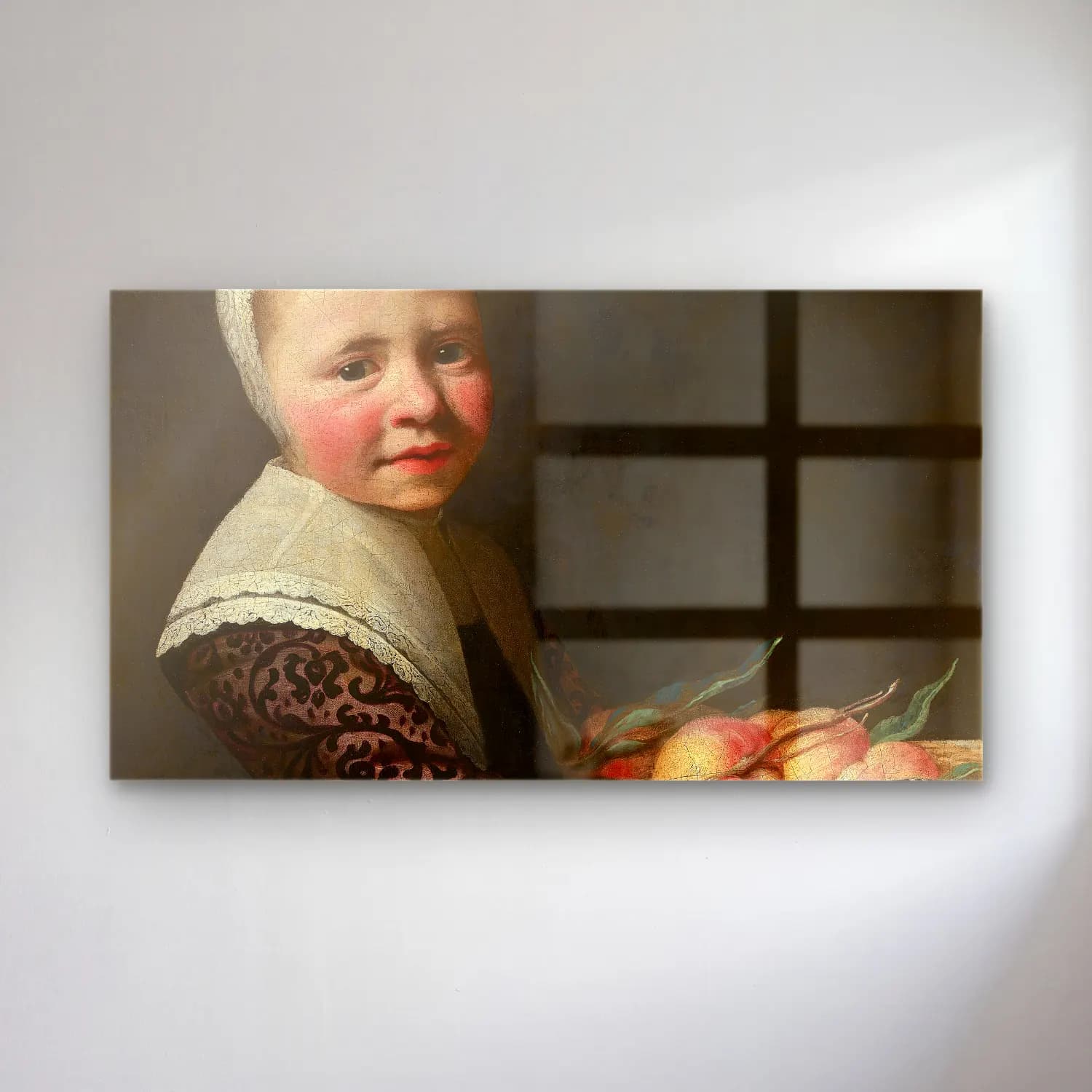Aelbert Cuyp – Portrait of a Girl with Peaches cam tablo — Aelbert Cuyp – Portrait of a Girl with Peaches — yağlı boya armut ve elmalar