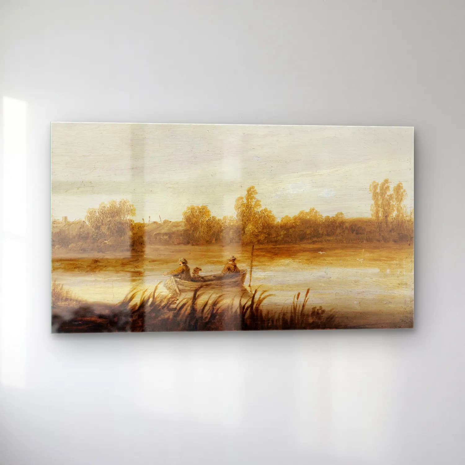 Aelbert Cuyp – River Landscape With Fishermen In A Boat cam tablo — sol açıdan görünüm