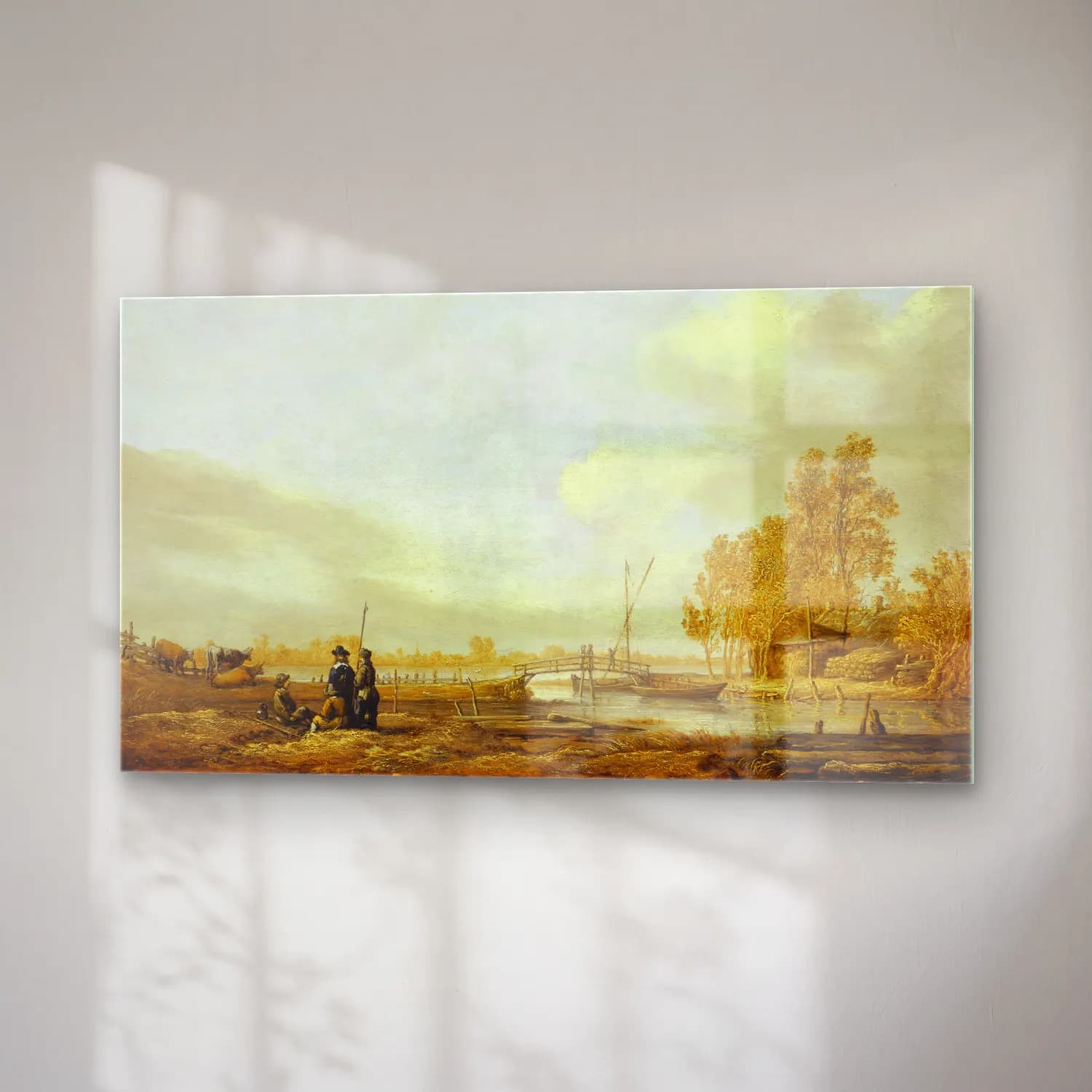 Aelbert Cuyp – River Landscape with Footbridge (ca 1641) cam tablo — sağ açıdan görünüm