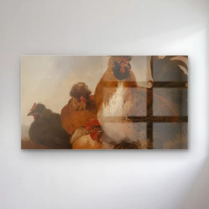 Aelbert Cuyp – Rooster and Hens Object type (17th century) cam tablo — Aelbert Cuyp – Rooster and Hens Object type (17th century) — yağlı boya horoz