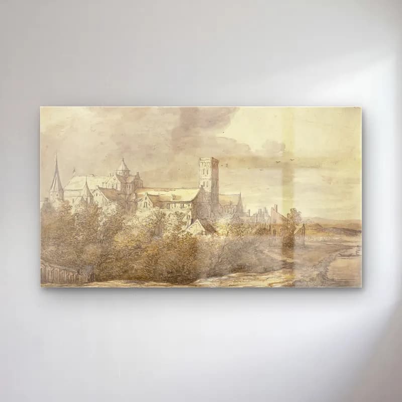 Aelbert Cuyp – St. Mary’s church in Utrecht cam tablo — Aelbert Cuyp – St. Mary’s church in Utrecht — suluboya katedral