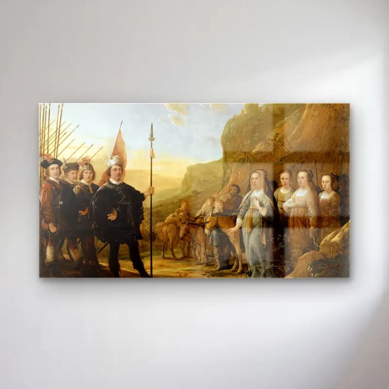 Aelbert Cuyp – The Encounter of David and Abigail. Portrait of the family… cam tablo — Aelbert Cuyp – The Encounter of David and Abigail. Portrait of the family… — yağlı boya dini sahne