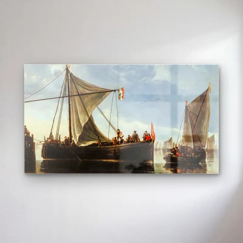 Aelbert Cuyp – The Passage Boat cam tablo — Aelbert Cuyp – The Passage Boat — yağlı boya liman ve tekneler
