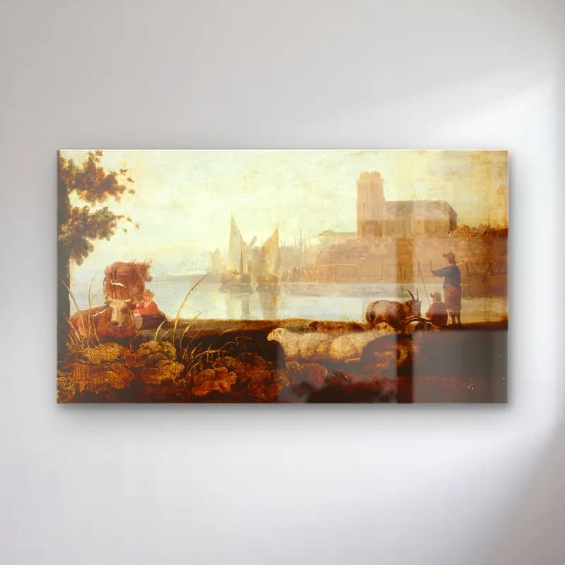 Aelbert Cuyp – View on the Maas cam tablo — Aelbert Cuyp – View on the Maas — yağlı boya liman ve tekneler