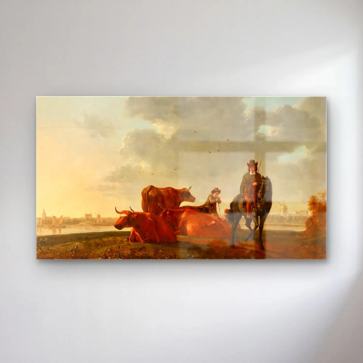 Aelbert Cuyp – Weide am Fluss cam tablo — Aelbert Cuyp – Weide am Fluss — yağlı boya i̇nek