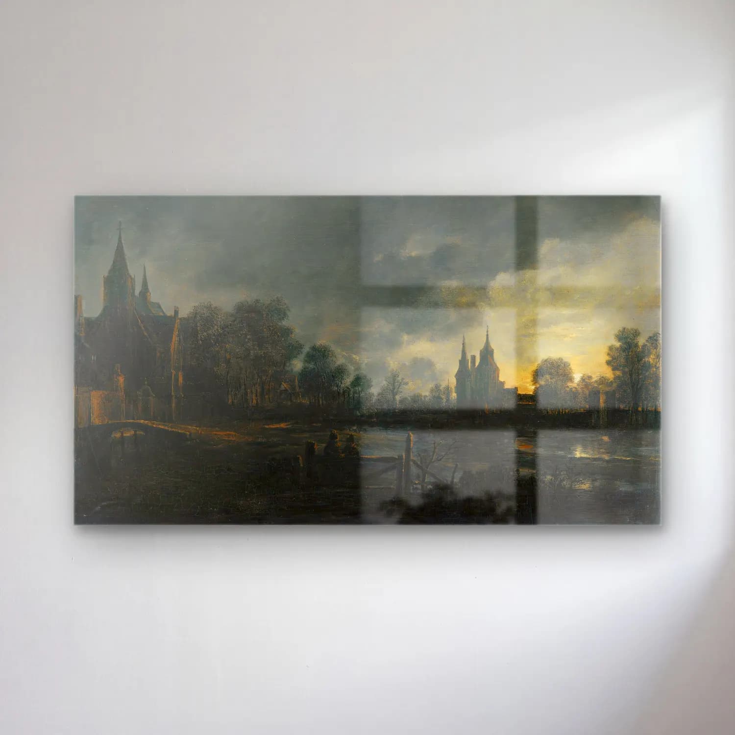 Aert van der Neer – A Moonlit River Landscape With Figures Standing By A Gate,… cam tablo — Aert van der Neer – A Moonlit River Landscape With Figures Standing By A Gate,… — yağlı boya katedral