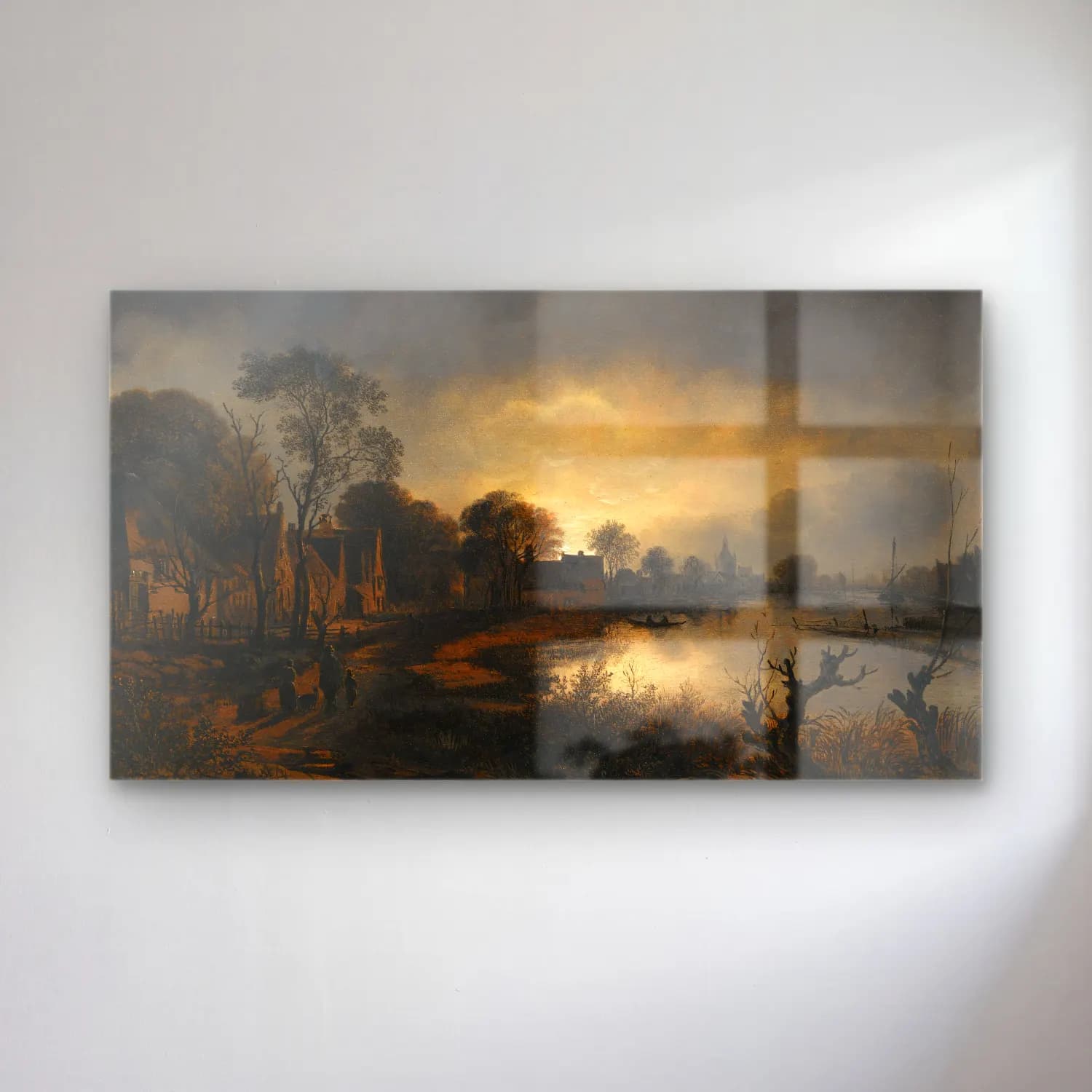 Aert van der Neer – A River Landscape At Dusk With And Figures Walking Along A… cam tablo — Aert van der Neer – A River Landscape At Dusk With And Figures Walking Along A… — yağlı boya kırda nehir