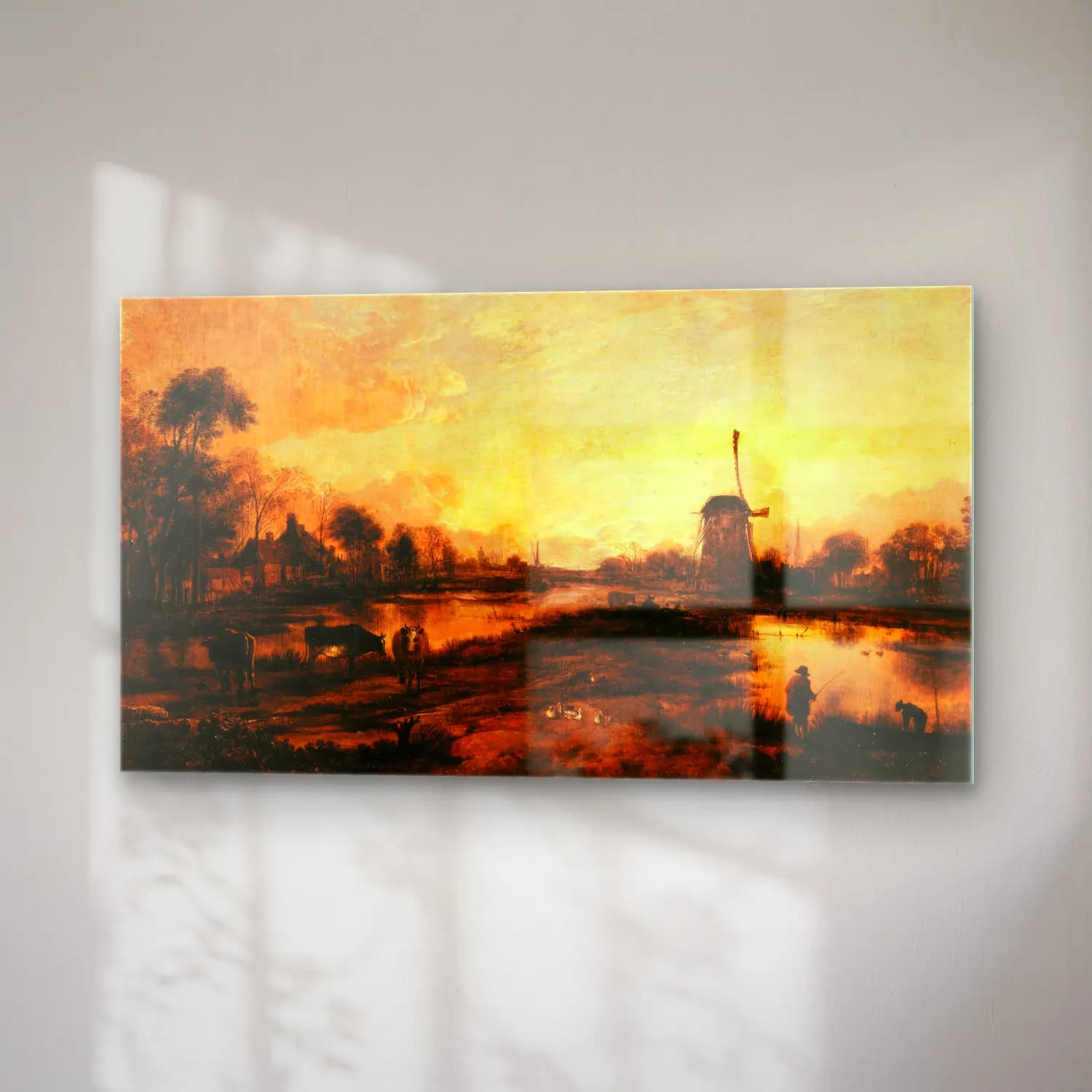 Aert van der Neer – Coucher de soleil sur l’Yssel cam tablo — sağ açıdan görünüm