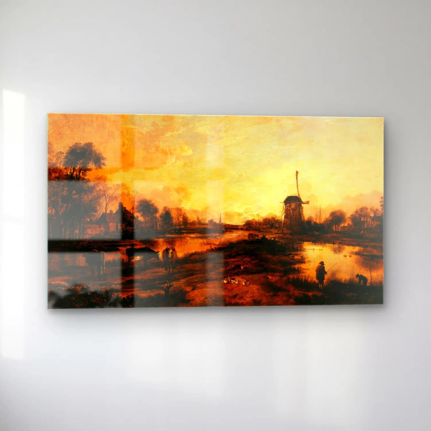 Aert van der Neer – Coucher de soleil sur l’Yssel cam tablo — sol açıdan görünüm