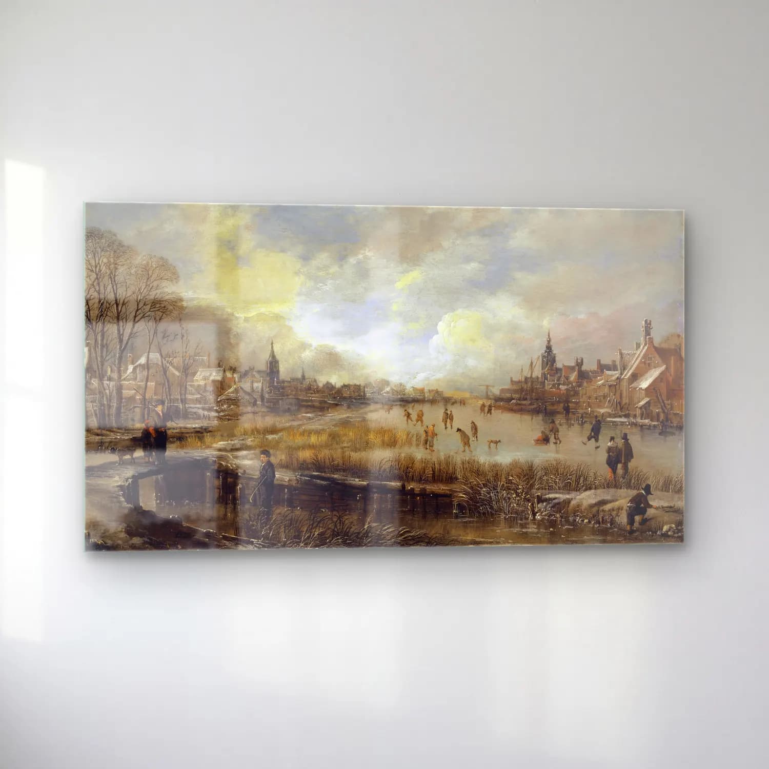 Aert van der Neer – Fire at a Village cam tablo — sol açıdan görünüm