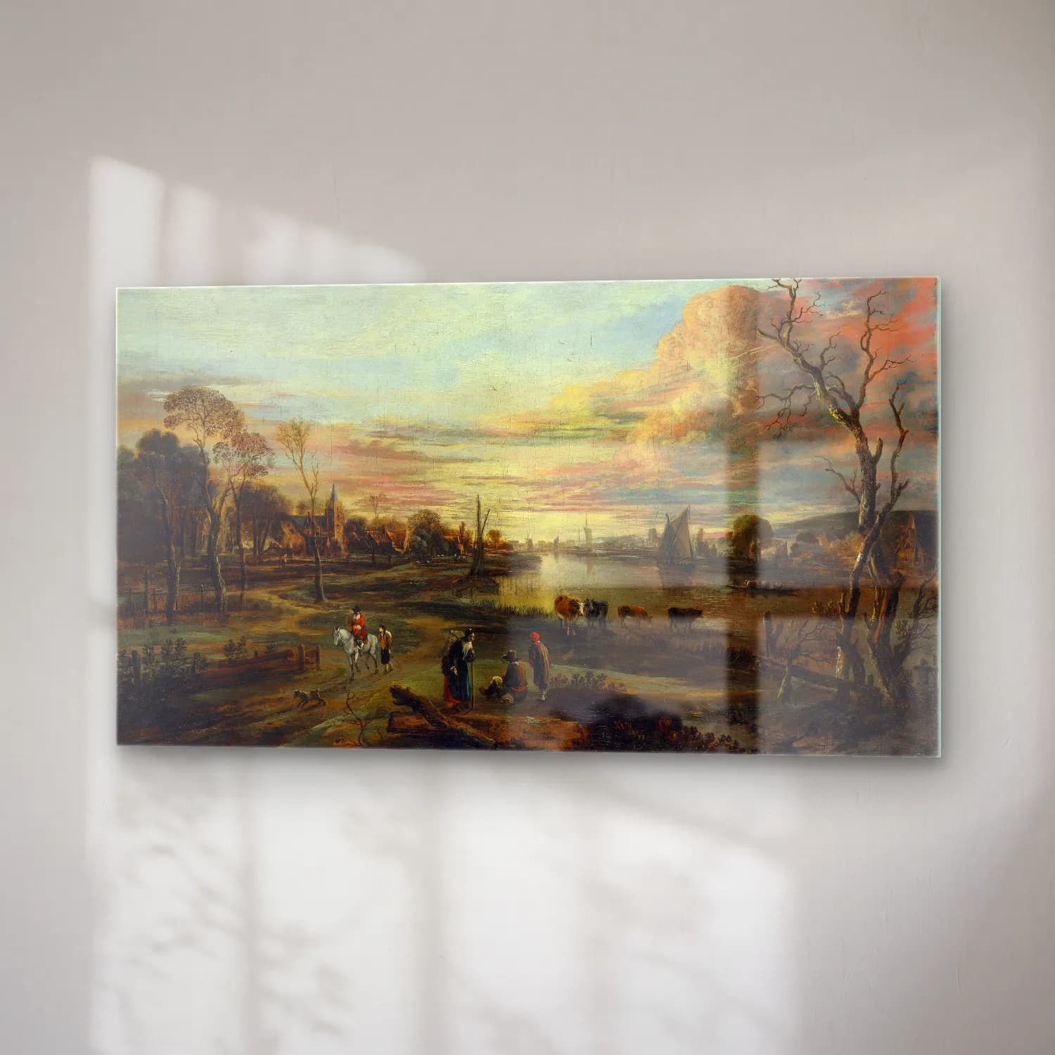 Aert van der Neer – Landscape at Sunset cam tablo — sağ açıdan görünüm