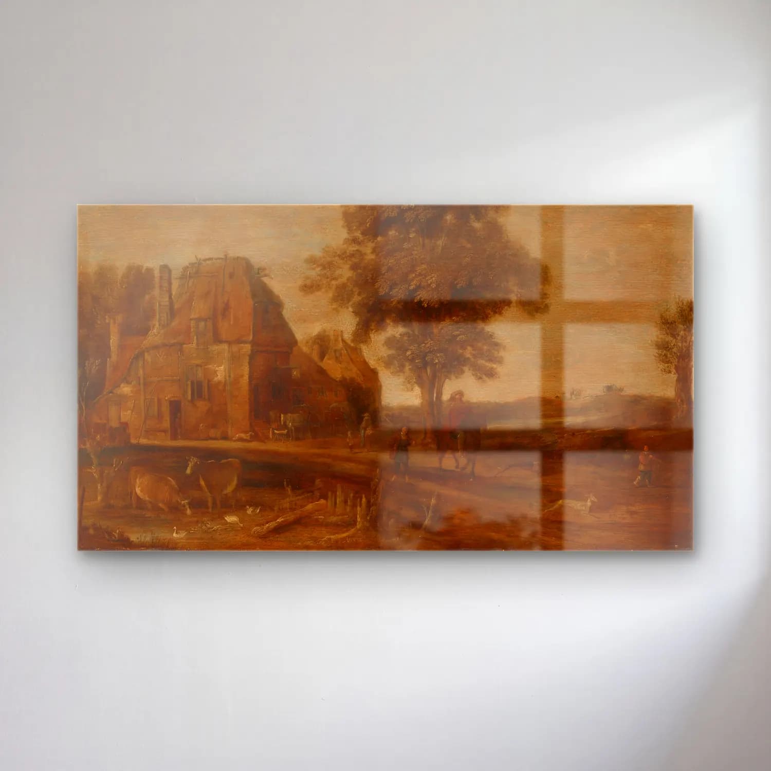 Aert van der Neer – Landscape cam tablo — Aert van der Neer – Landscape — yağlı boya köy sokağı
