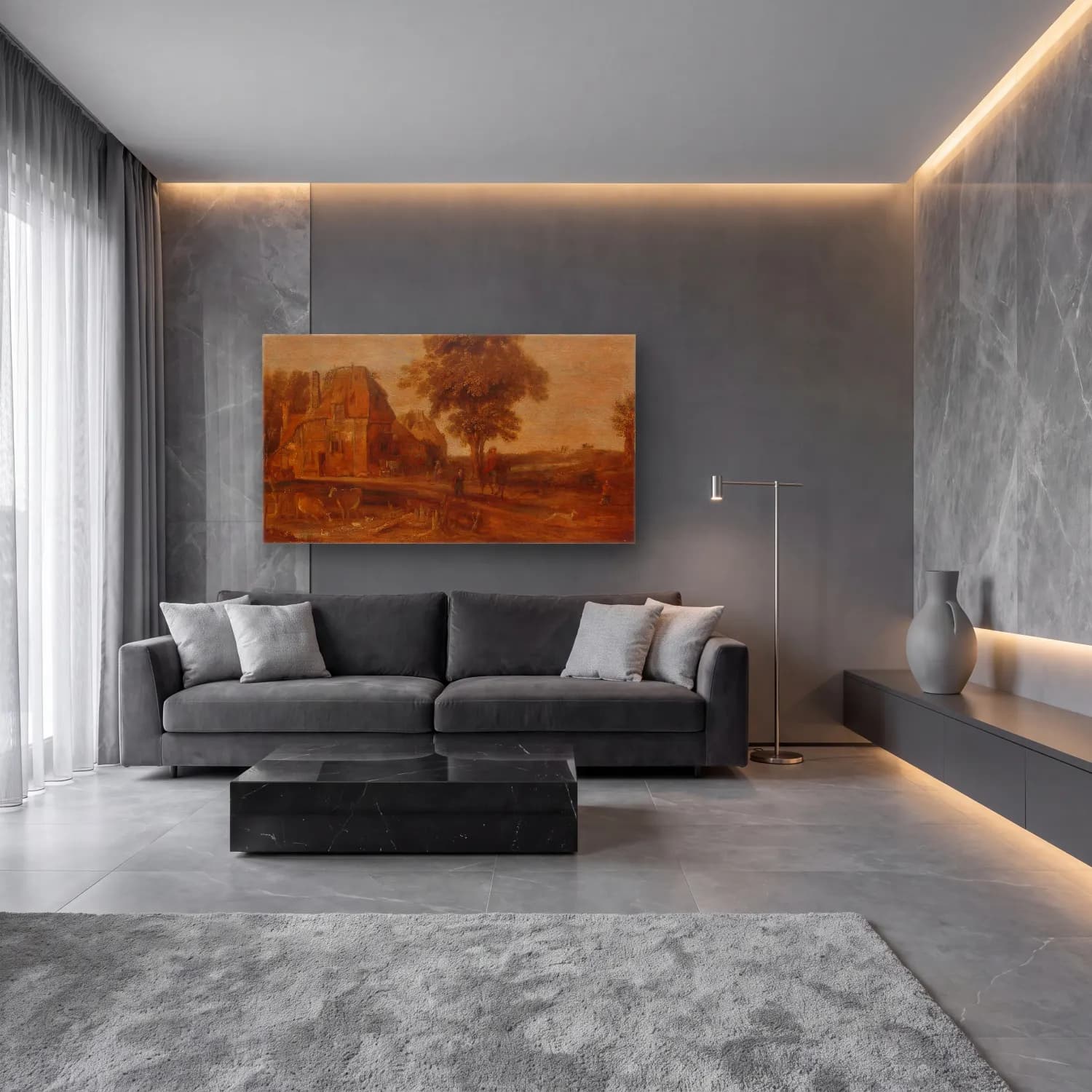 Aert van der Neer – Landscape cam tablo — lüks salon duvarında