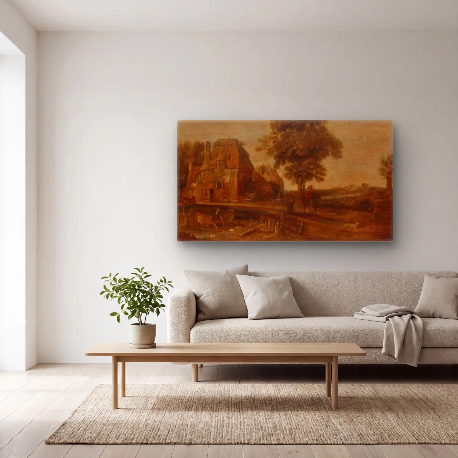 Aert van der Neer – Landscape cam tablo — açık renk salonda