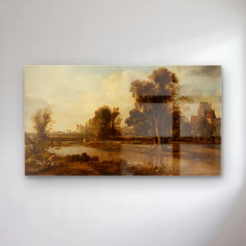 Aert van der Neer – Nocturnal Canal Landscape with Fishing Boats (ca. 1645 –… cam tablo — Aert van der Neer – Nocturnal Canal Landscape with Fishing Boats (ca. 1645 –… — yağlı boya kırda nehir