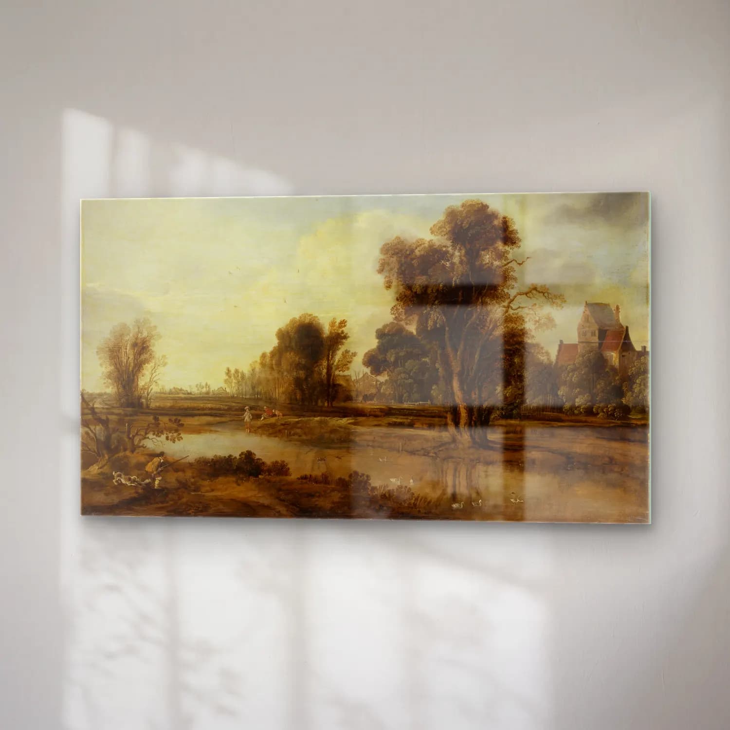 Aert van der Neer – Nocturnal Canal Landscape with Fishing Boats (ca. 1645 –… cam tablo — sağ açıdan görünüm