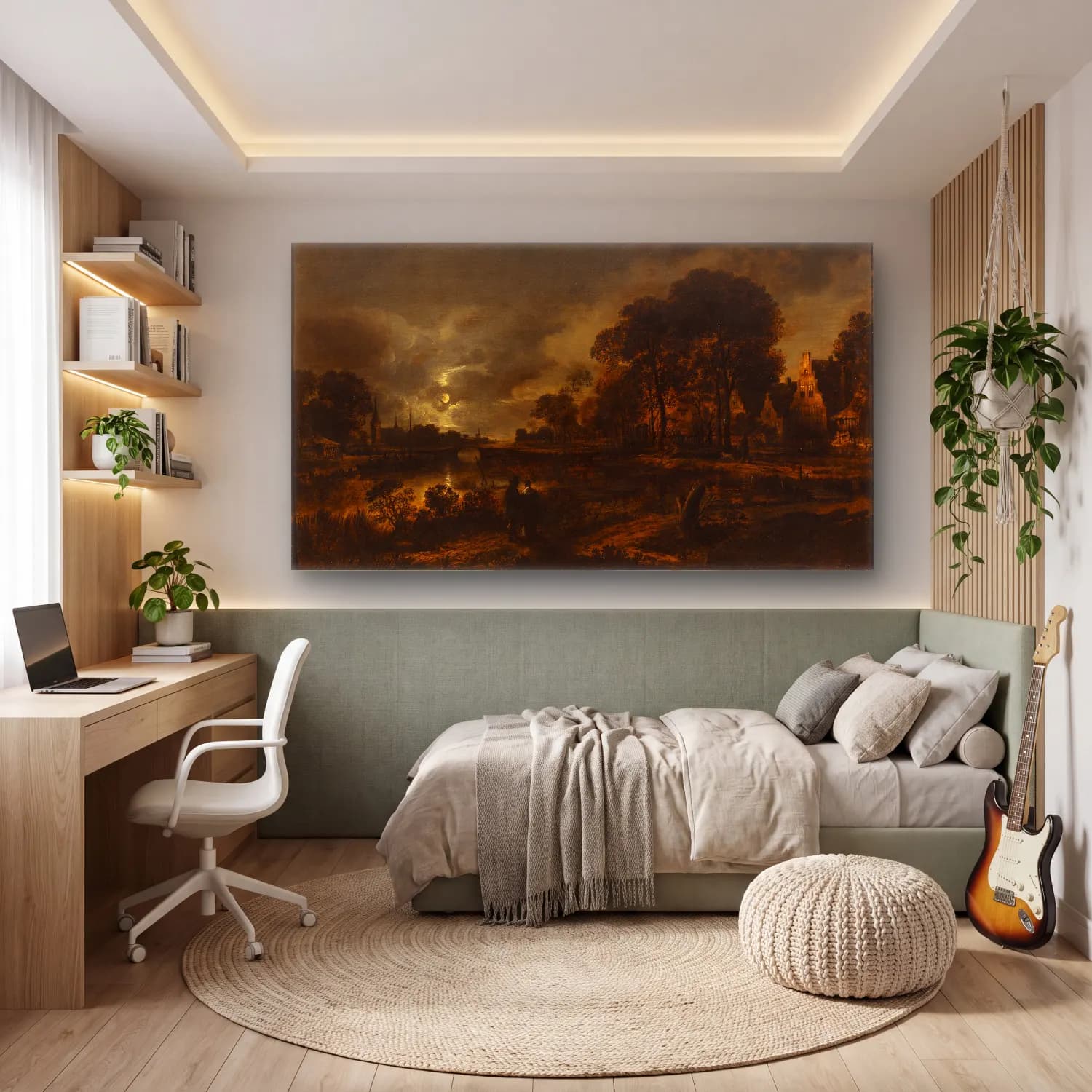 Aert van der Neer – River Landscape cam tablo — genç odasında