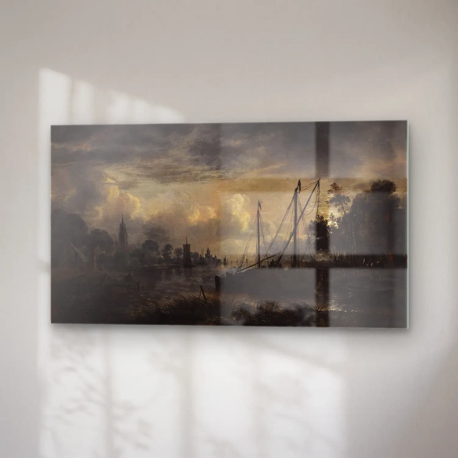 Aert van der Neer – River Landscape in Moonlight cam tablo — sağ açıdan görünüm