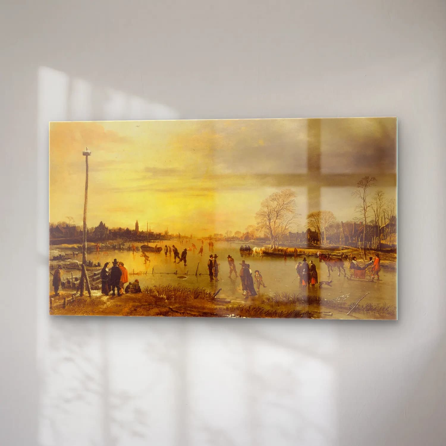 Aert van der Neer – Two Towns on a Frozen River with Golf Players and Ice… cam tablo — sağ açıdan görünüm