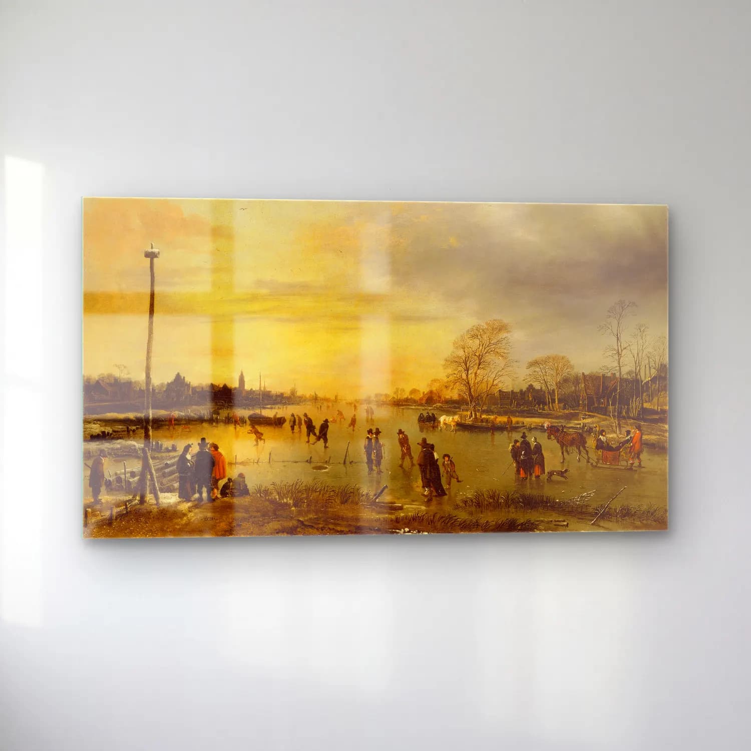 Aert van der Neer – Two Towns on a Frozen River with Golf Players and Ice… cam tablo — sol açıdan görünüm