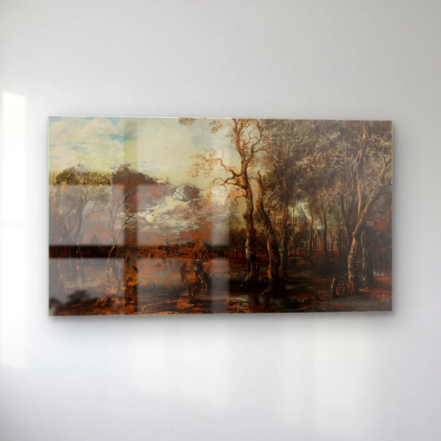 Aert van der Neer – Wooded Landscape with Hunter cam tablo — sol açıdan görünüm