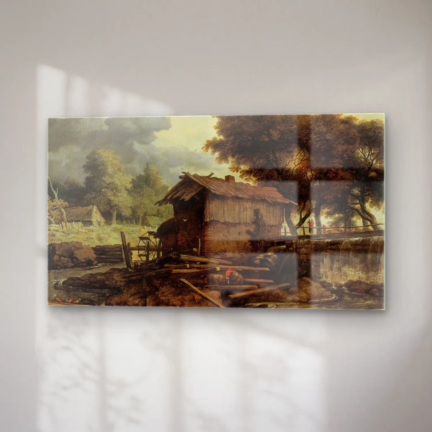 Allaert van Everdingen – Landscape with Sawmill (ca. 1660) cam tablo — sağ açıdan görünüm