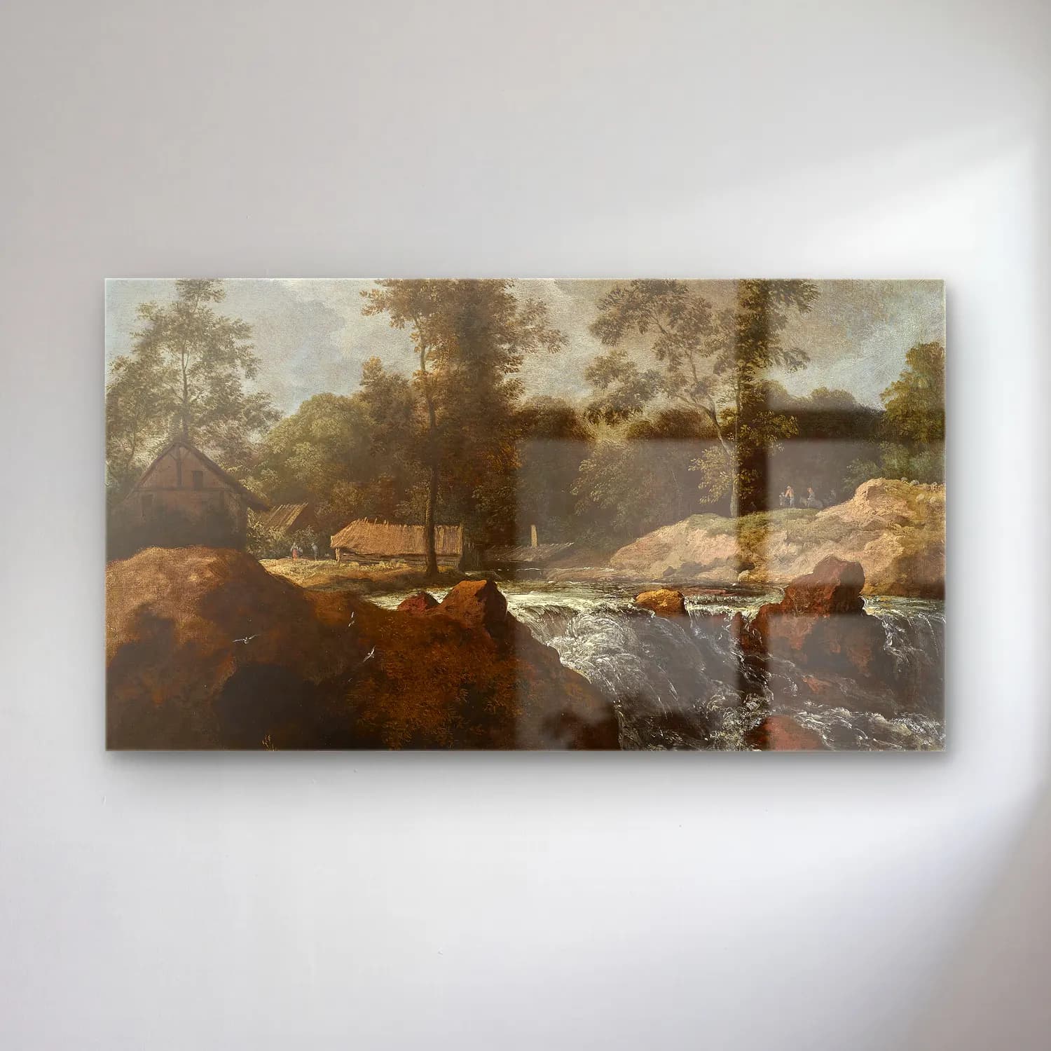 Allaert van Everdingen – Landscape with Waterfall cam tablo — Allaert van Everdingen – Landscape with Waterfall — yağlı boya kırda nehir