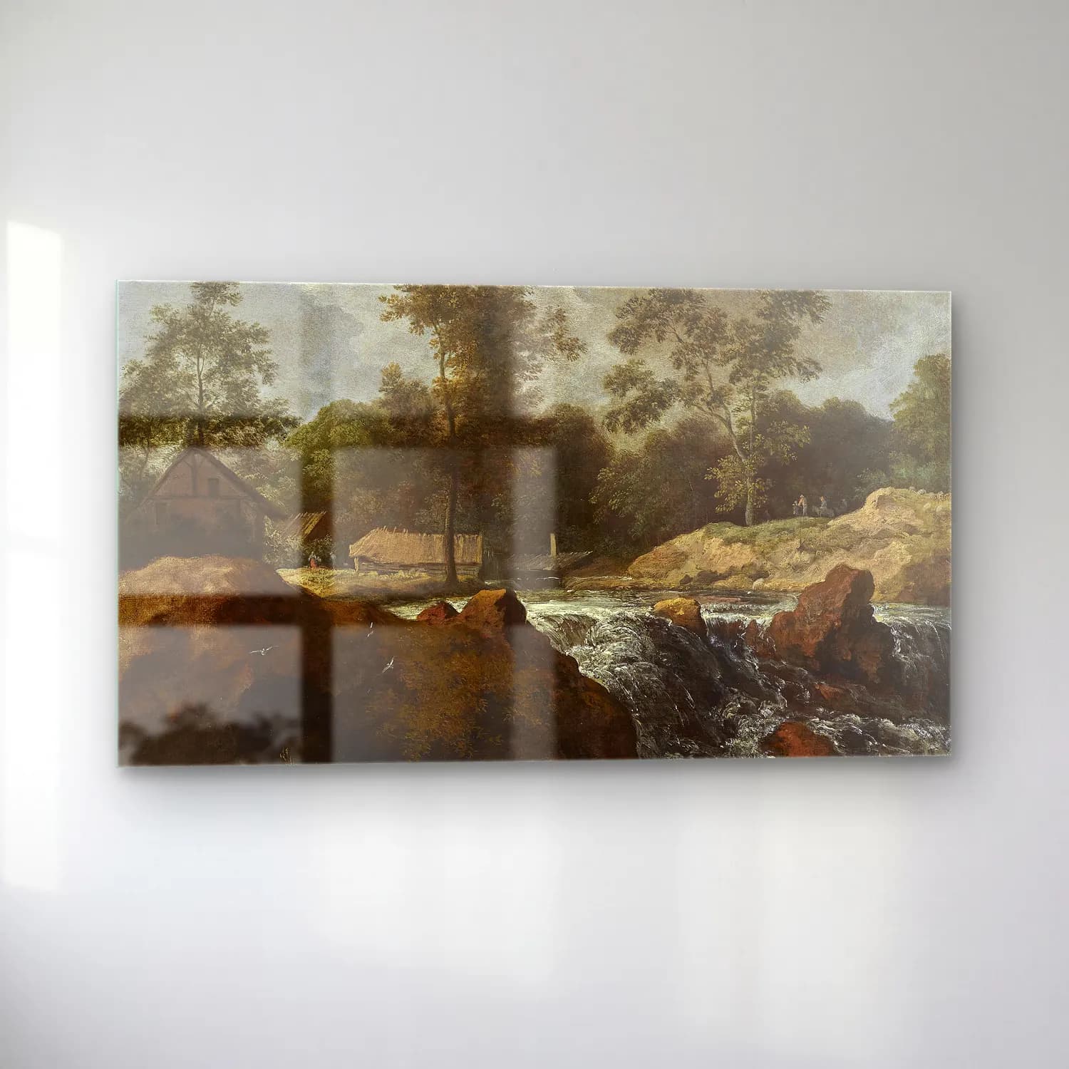 Allaert van Everdingen – Landscape with Waterfall cam tablo — sol açıdan görünüm