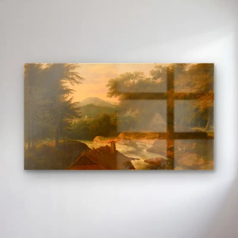 Allaert van Everdingen – River Landscape With Cottage cam tablo — Allaert van Everdingen – River Landscape With Cottage — yağlı boya kırda nehir