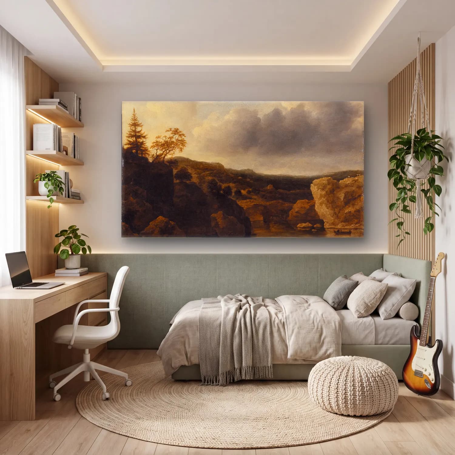 Allaert van Everdingen – Shore with Steep Cliffs cam tablo — genç odasında