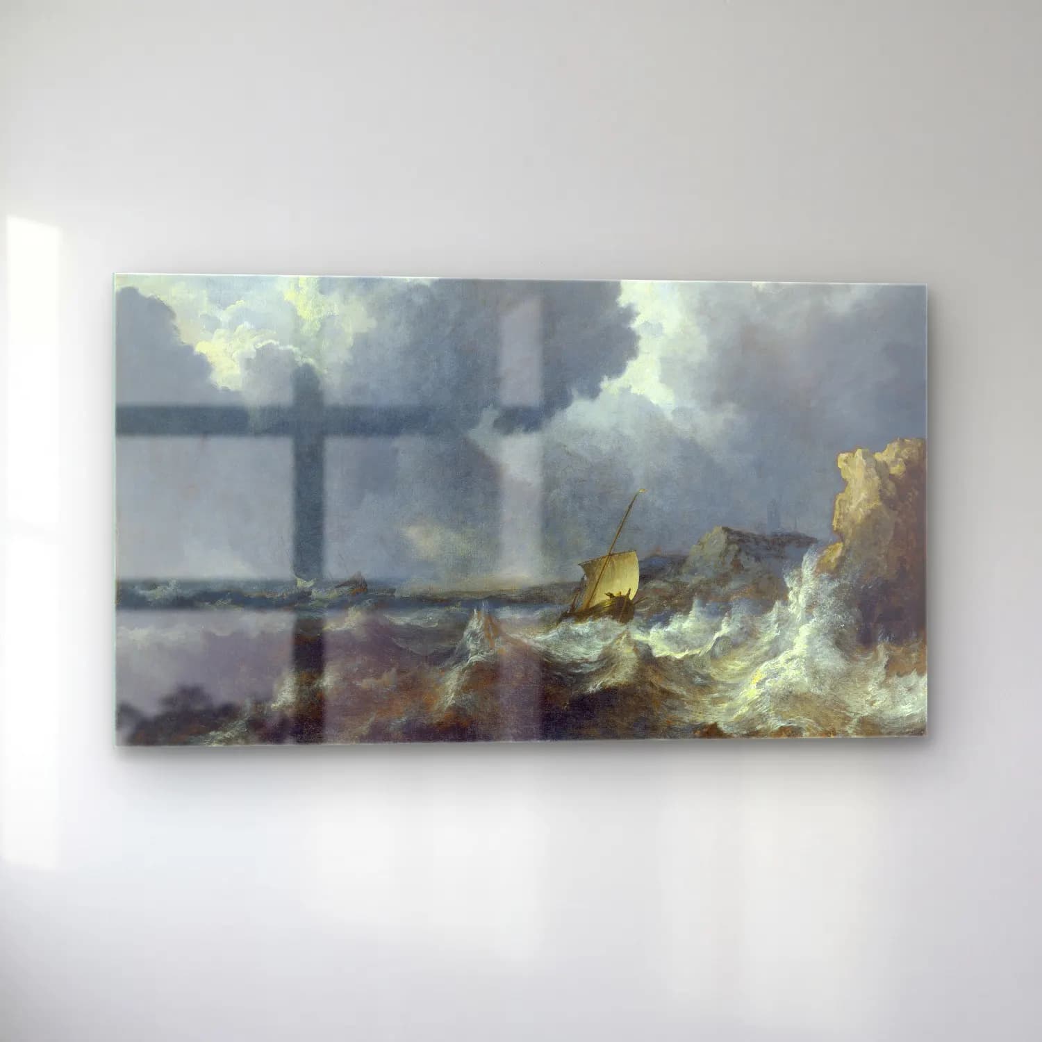 Allaert van Everdingen – Stormy Sea (ca. 1643 – 1644) cam tablo — sol açıdan görünüm