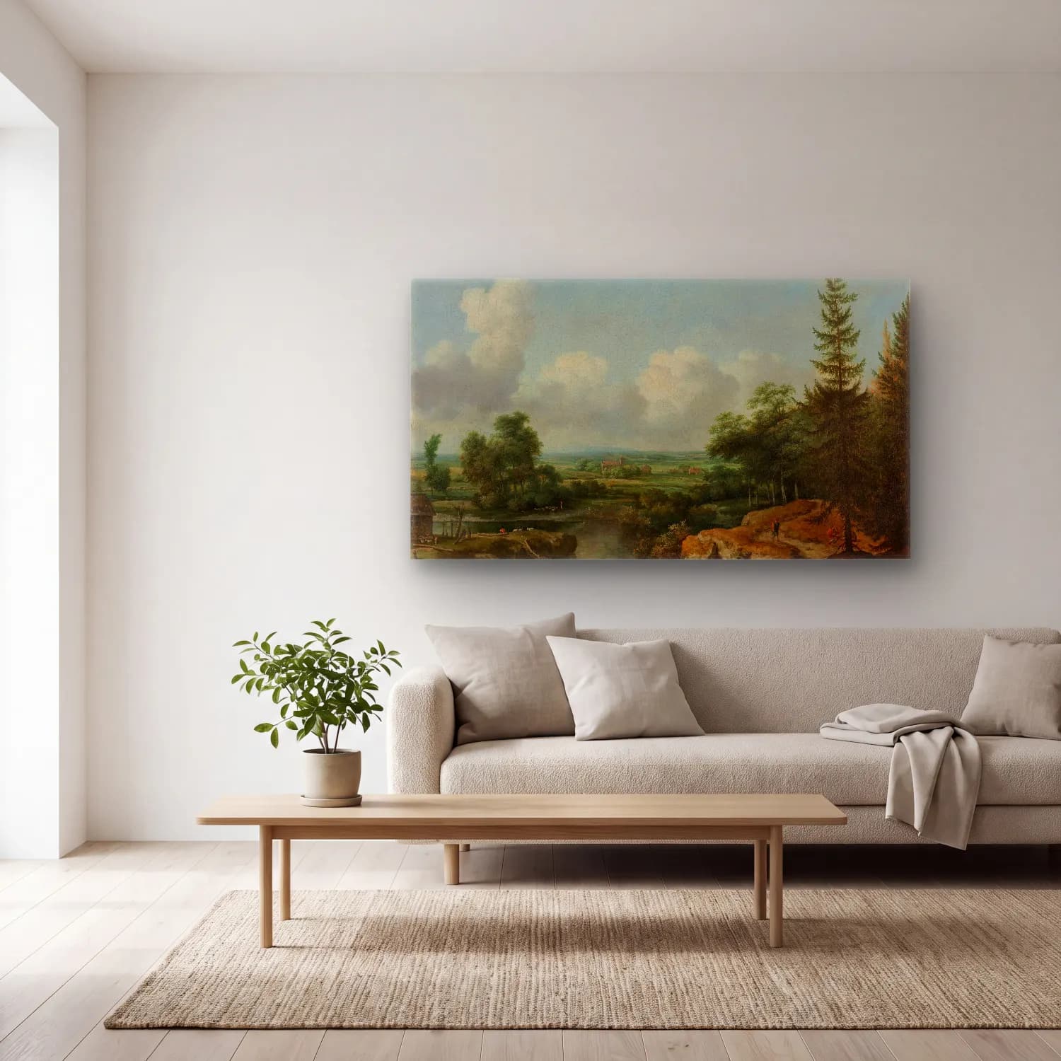 Allaert van Everdingen – Swedish Landscape cam tablo — açık renk salonda