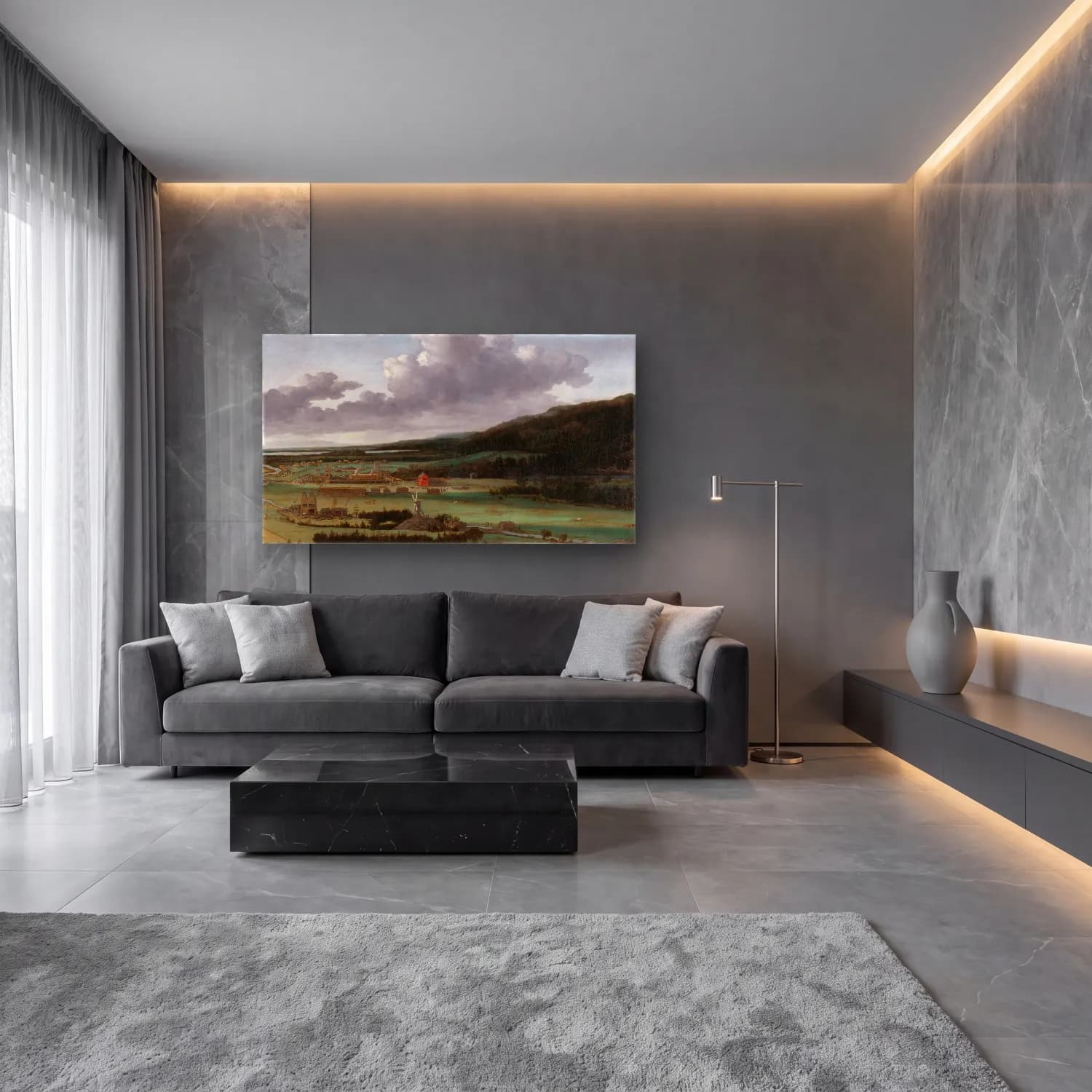 Allaert van Everdingen – Swedish Landscape with a Waterfall cam tablo — lüks salon duvarında