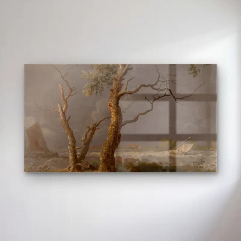 Allaert van Everdingen – Trees by the water (circa 1650) cam tablo — Allaert van Everdingen – Trees by the water (circa 1650) — yağlı boya kırda nehir