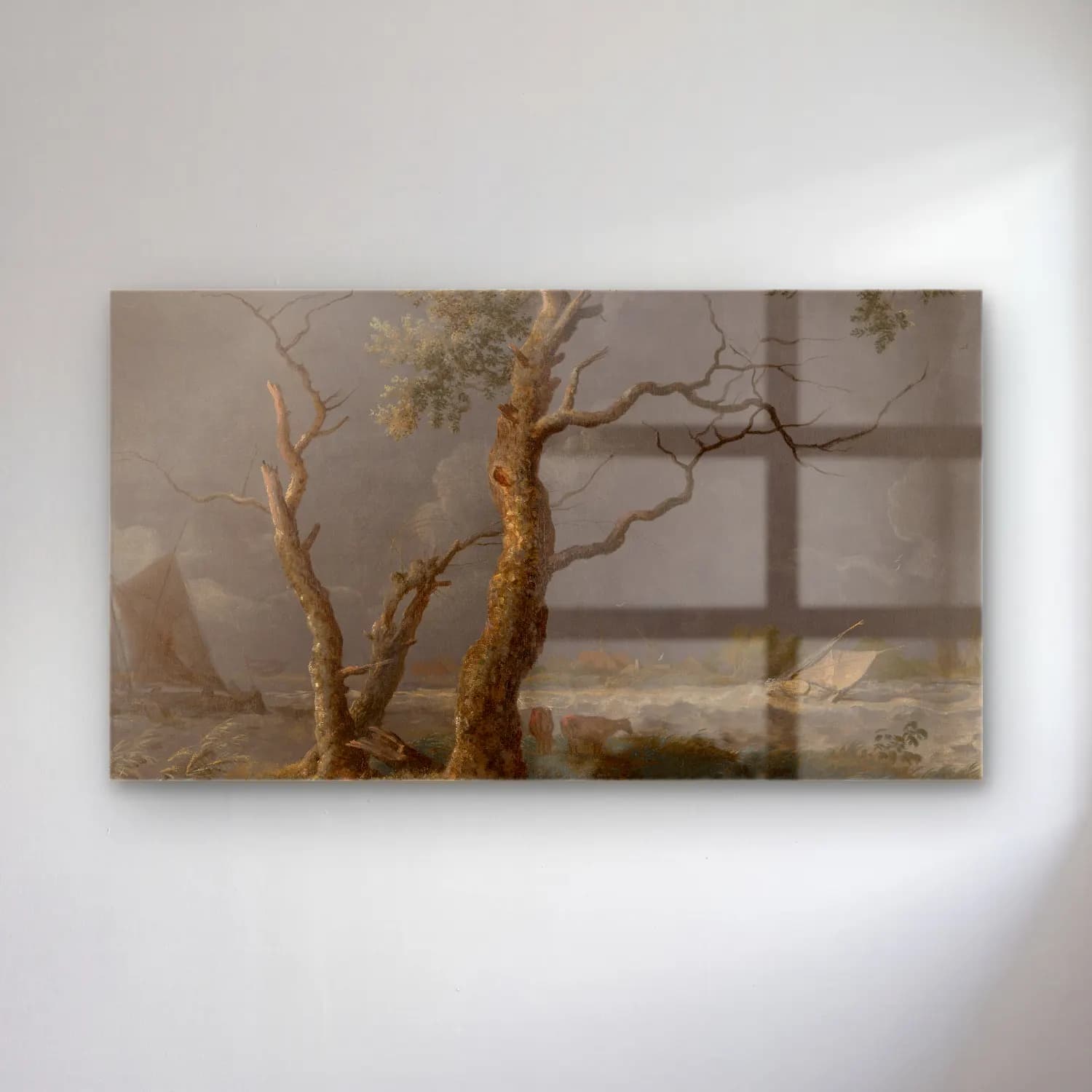 Allaert van Everdingen – Trees by the water (circa 1650) cam tablo — Allaert van Everdingen – Trees by the water (circa 1650) — yağlı boya kırda nehir