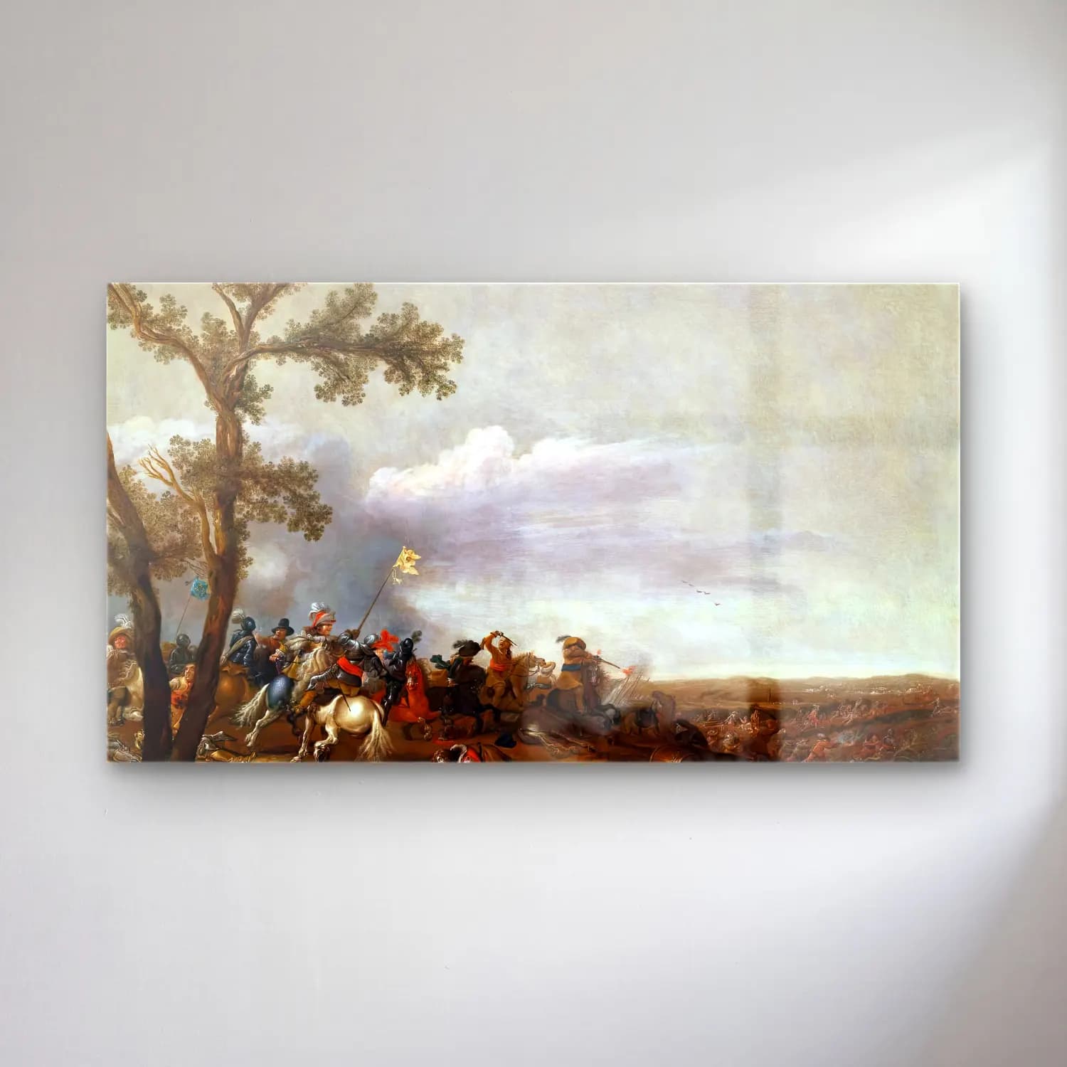 Jan Asselyn – Cavalry Engagement cam tablo — Jan Asselyn – Cavalry Engagement — yağlı boya savaş sahnesi