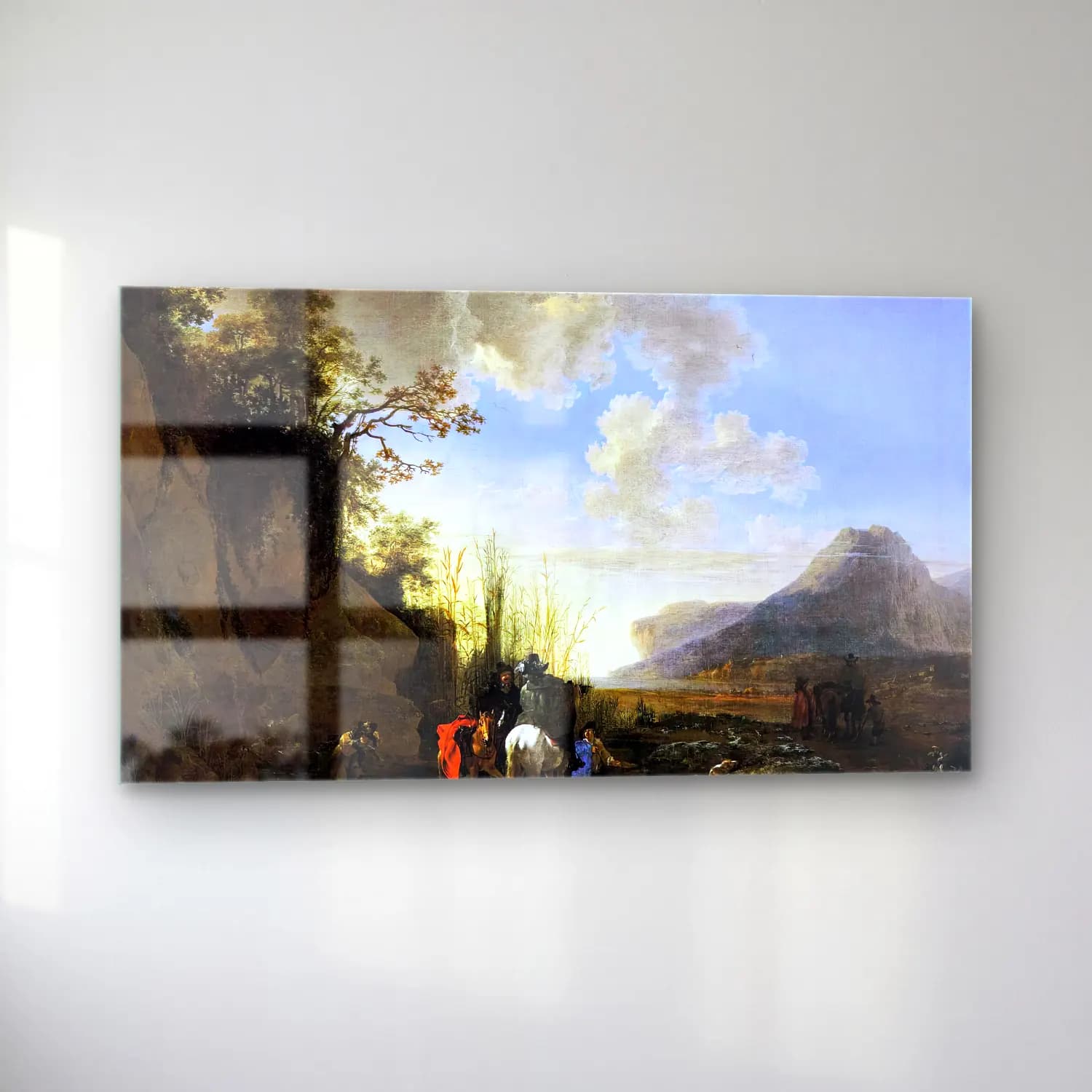 Jan Asselyn – Coastal Scene with Resting Riders cam tablo — sol açıdan görünüm