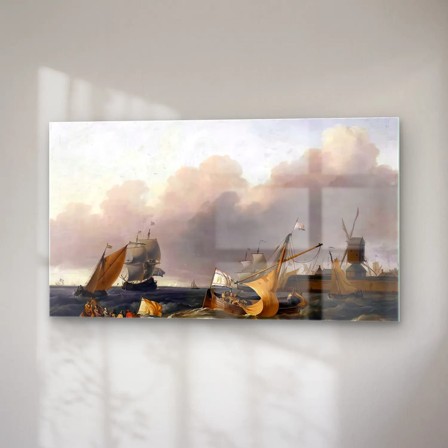 Ludolf Backhuysen – Dutch Coastal Vessels cam tablo — sağ açıdan görünüm