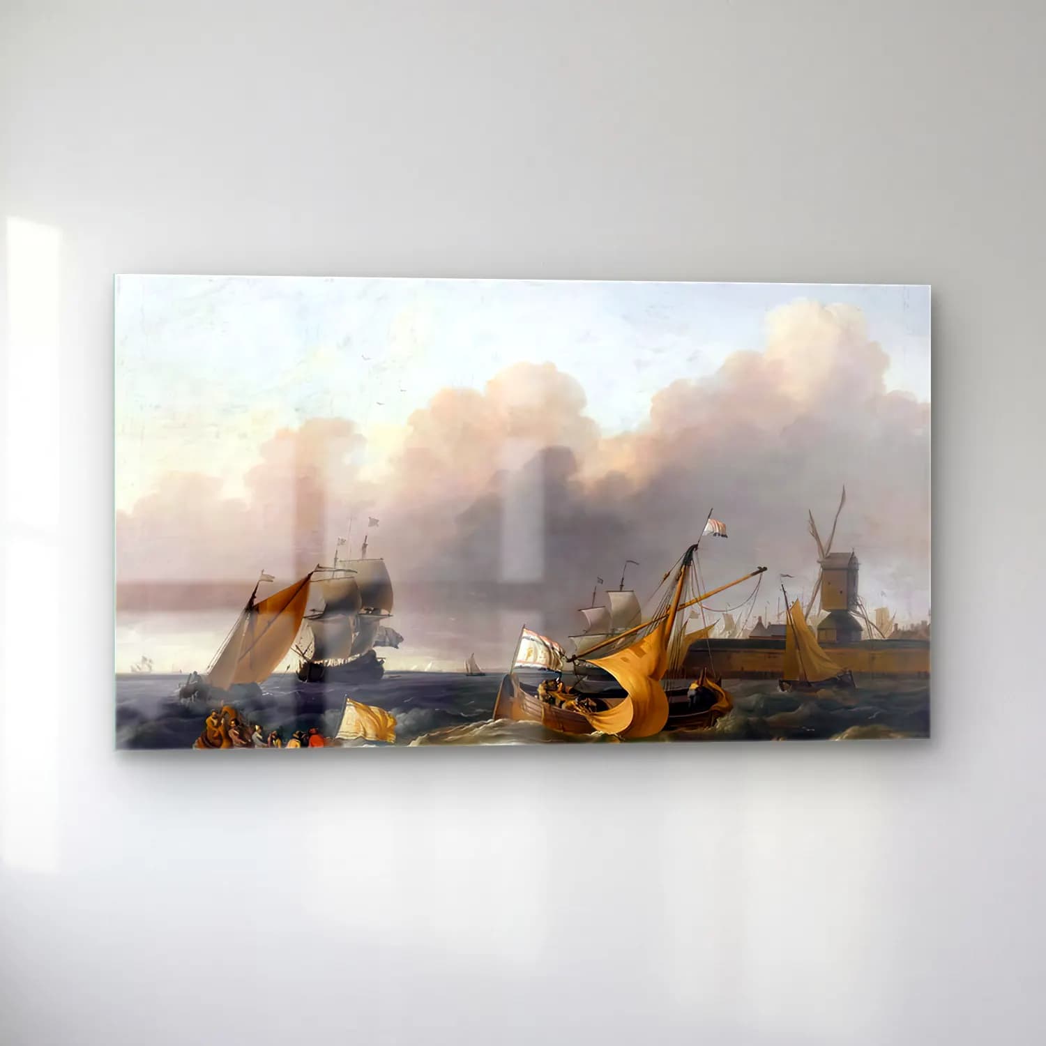 Ludolf Backhuysen – Dutch Coastal Vessels cam tablo — sol açıdan görünüm