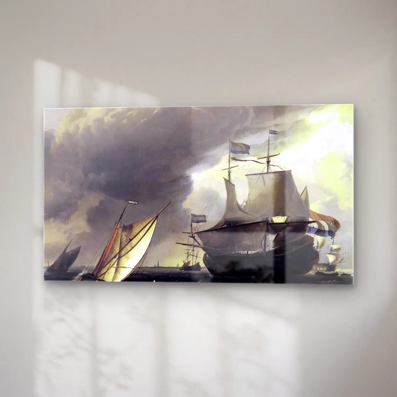 Ludolf Backhuysen – Dutch Vessels on the Sea at Amsterdam cam tablo — sağ açıdan görünüm