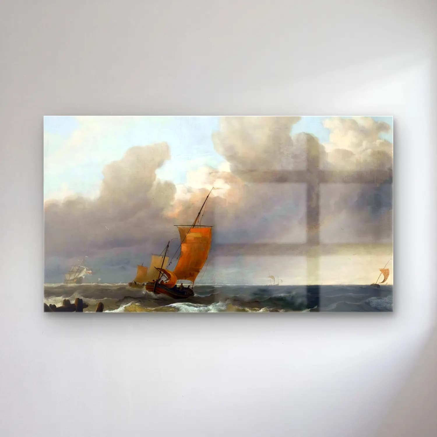 Ludolf Backhuysen – Shipping by the Dutch Coast cam tablo — Ludolf Backhuysen – Shipping by the Dutch Coast — yağlı boya fırtınalı denizde gemi