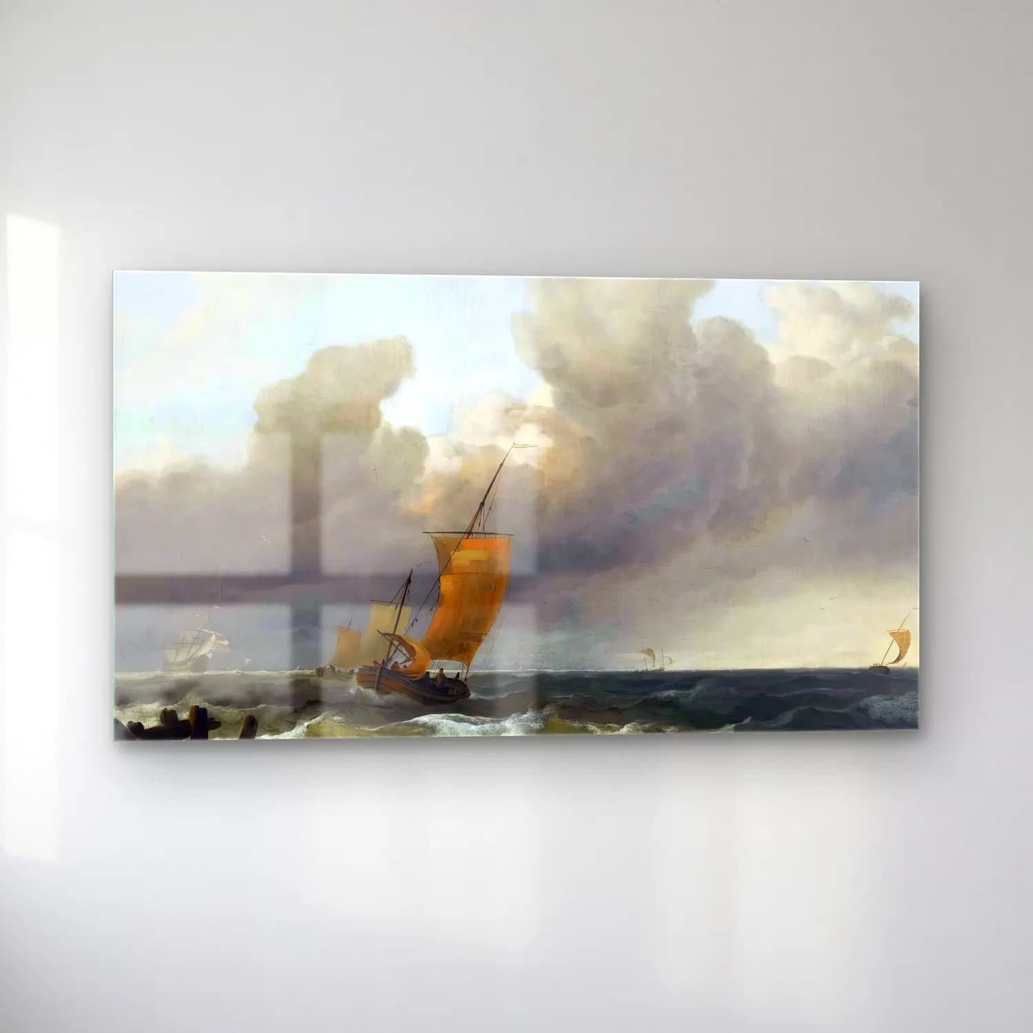 Ludolf Backhuysen – Shipping by the Dutch Coast cam tablo — sol açıdan görünüm