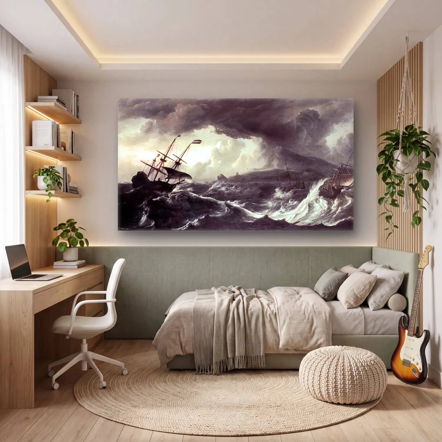 Ludolf Backhuysen – Ships Running Aground in a Storm cam tablo — genç odasında