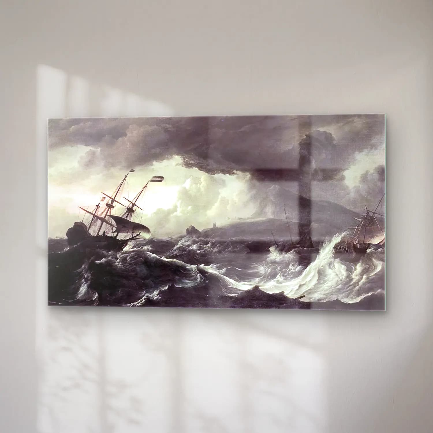 Ludolf Backhuysen – Ships Running Aground in a Storm cam tablo — sağ açıdan görünüm