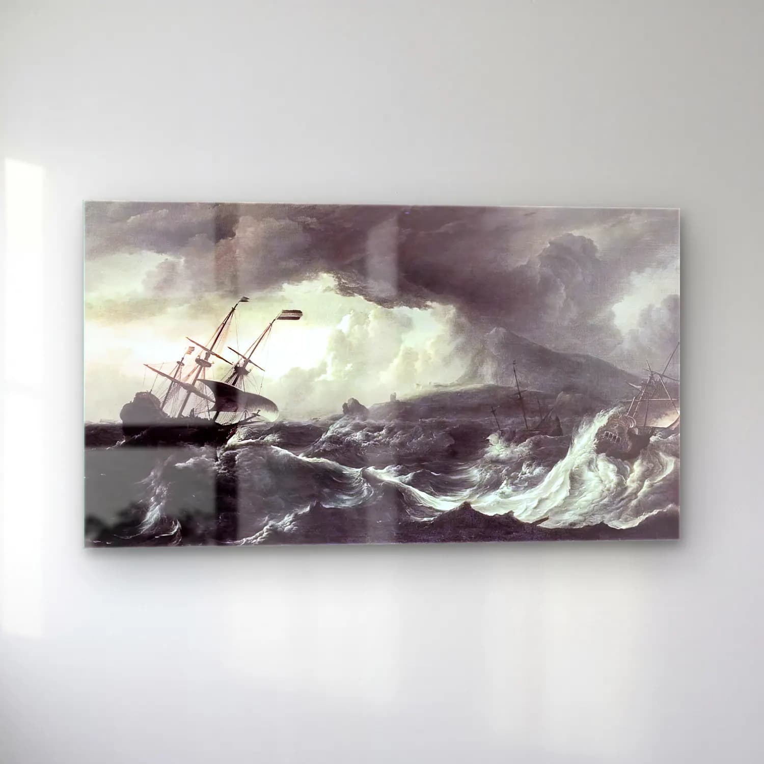 Ludolf Backhuysen – Ships Running Aground in a Storm cam tablo — sol açıdan görünüm