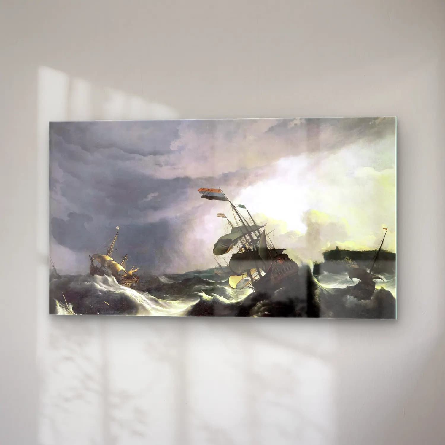 Ludolf Backhuysen – Ships in Distress in a Raging Storm cam tablo — sağ açıdan görünüm
