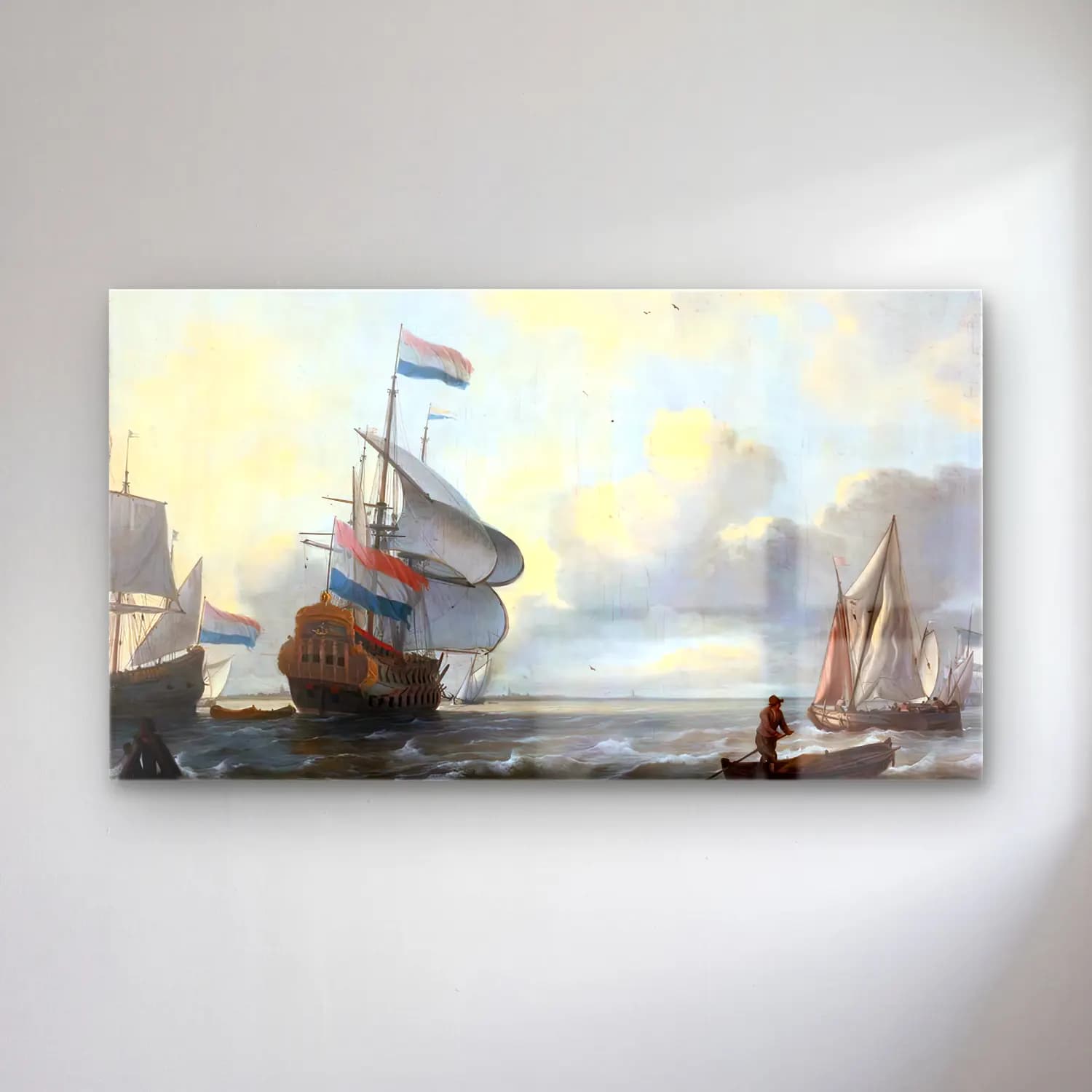 Ludolf Backhuysen – Ships in a Stiff Breeze cam tablo — Ludolf Backhuysen – Ships in a Stiff Breeze — yağlı boya fırtınalı denizde gemi