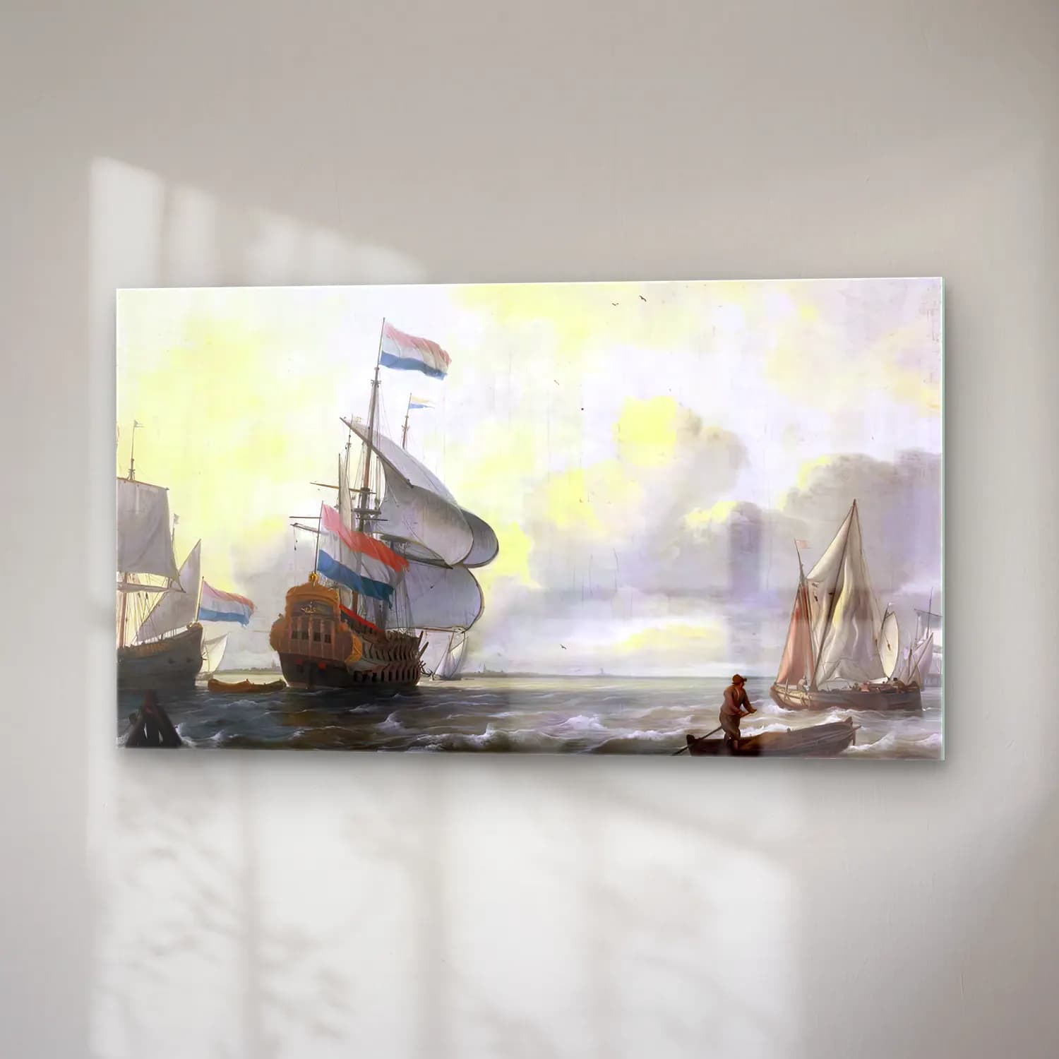 Ludolf Backhuysen – Ships in a Stiff Breeze cam tablo — sağ açıdan görünüm